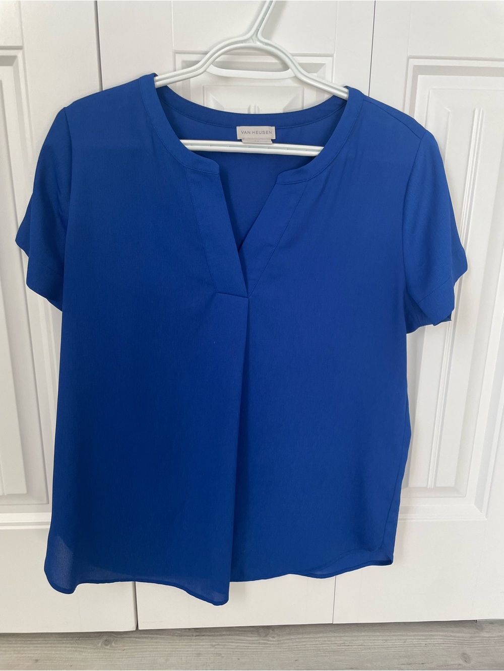 Van Heusen Royal Blue Short Sleeve V-Notch Blouse